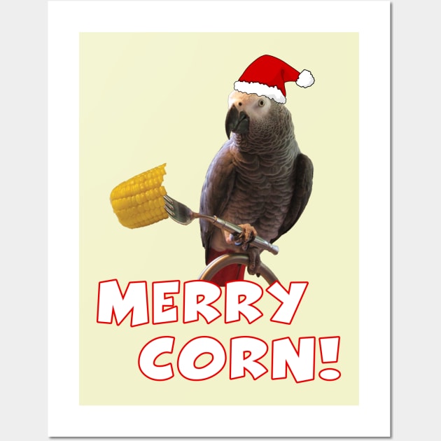 African Grey Parrot Holiday Christmas Santa Wall Art by Einstein Parrot